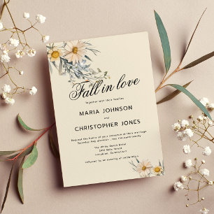 Botanical wildflowers garden Fall in Love Wedding  Invitation