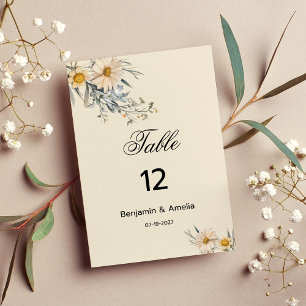 Botanical wildflowers garden floral Table Numbers