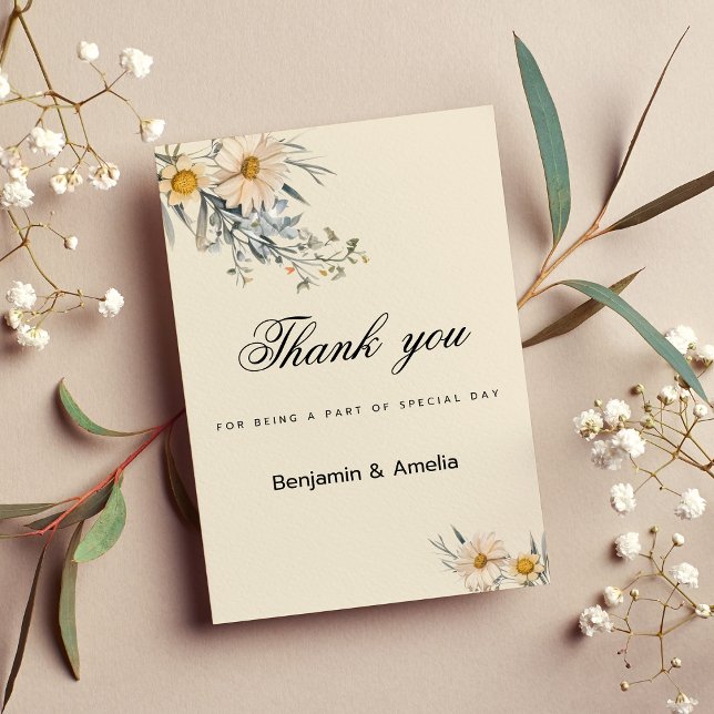 Botanical wildflowers garden floral Thank You  Invitation (Botanical wildflowers garden floral Thank You )
