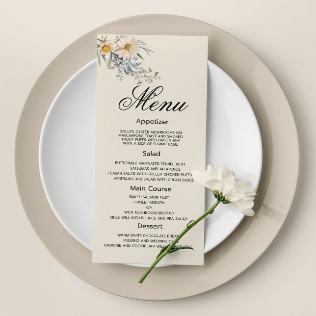 Botanical wildflowers garden floral Wedding Menu (Botanical wildflowers garden floral Wedding Menu)