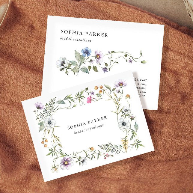 Botanical Wildflowers | Girly and Elegant Business Card (Elegant and feminine wildflower business cards)