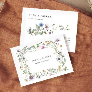 Botanical Wildflowers Girly and Elegant Business Card