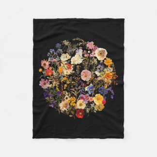 Botanical wildflowers leaves vintage boho floralBo Fleece Blanket