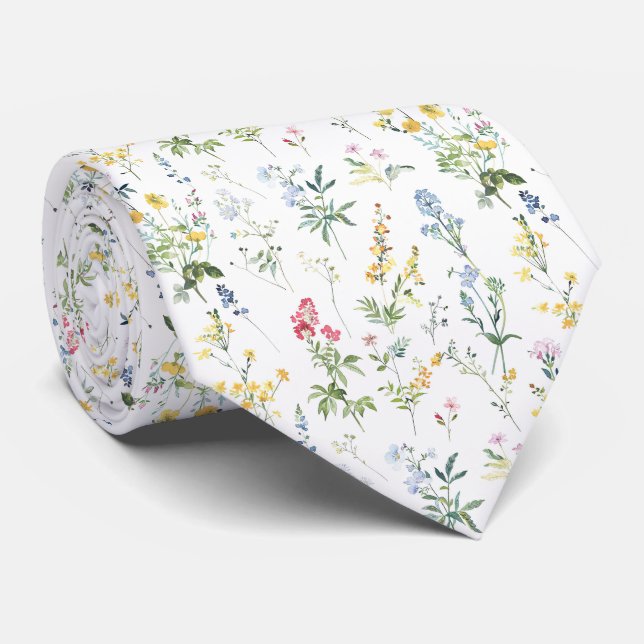 Botanical Wildflowers Pattern Tie (Rolled)
