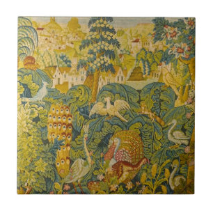 Botanical Wildlife Flock of Birds Ceramic Tile