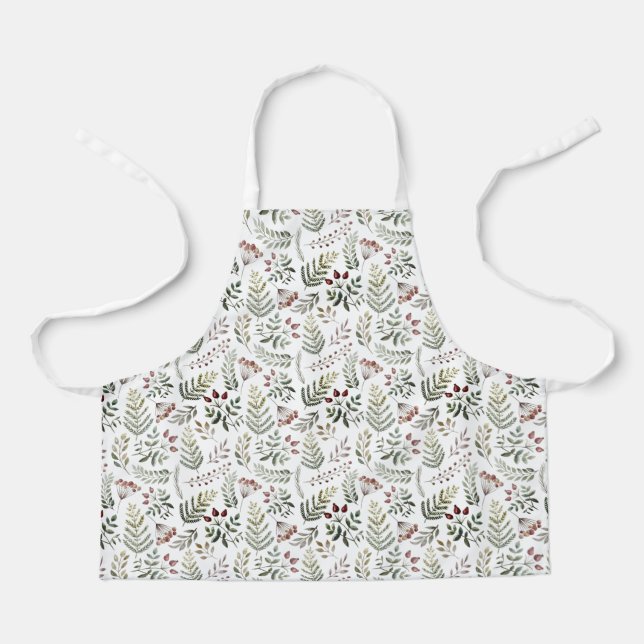 Botanical Winter Christmas Pattern Apron (Front)