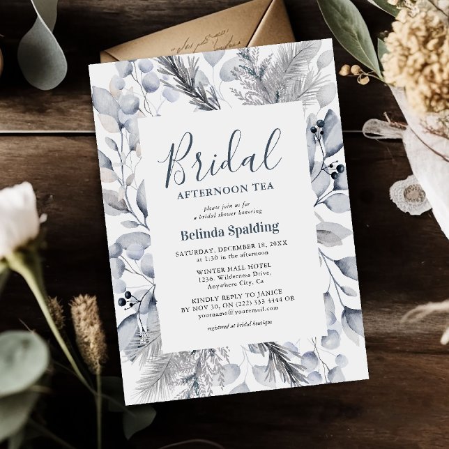 Botanical Winter Foliage Bridal Tea Party Invitation (Creator Uploaded)