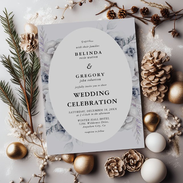 Botanical Winter Foliage Wedding Invitation (Creator Uploaded)