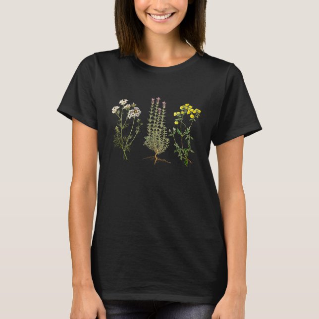 Botanical  with wild flower flowers T-Shirt (Front)