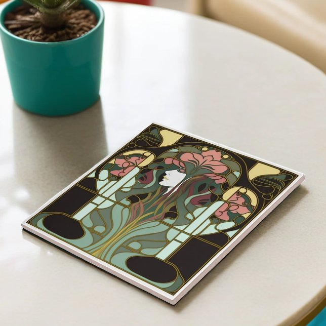 Botanical Woman Ceramic Tile (Creator Uploaded)