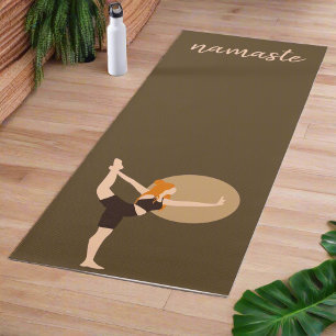 Botanical Women Exercise Poses Namaste Yogi Brown Yoga Mat