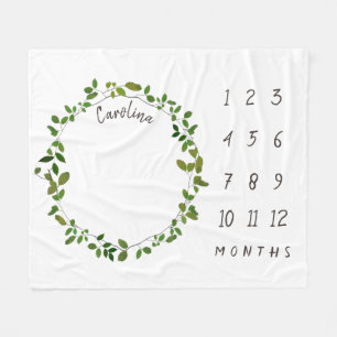 Botanical Wreath Baby Milestone Fleece Blanket