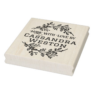 Botanical Wreath Berries “Made With Love By” Rubber Stamp