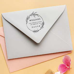 Botanical Wreath Bold Custom Return Address Self-inking Stamp