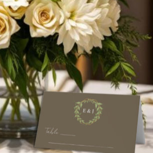 Botanical Wreath Earth Tone Wedding Place Card