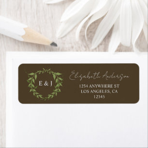 Botanical Wreath Earth Tone Wedding Return Address Label