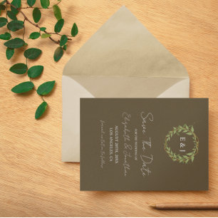 Botanical Wreath Earth Tone Wedding Save The Date