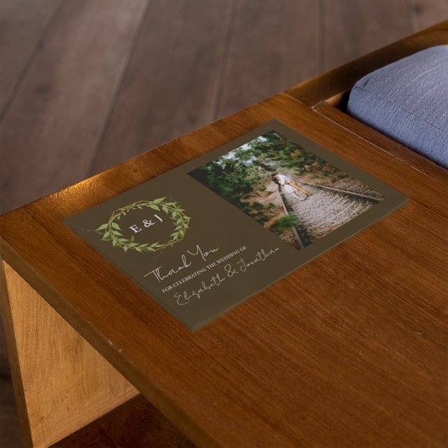 Botanical Wreath Earth Tone Wedding Thank You Card (Creator Uploaded)