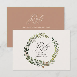 Botanical wreath elegant wedding terracotta card