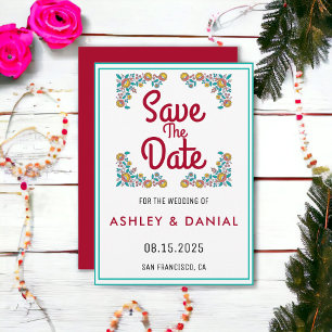Botanical wreath fall floral Wedding Save the Date Invitation