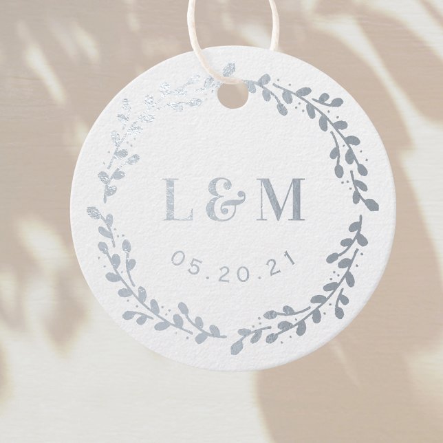 Botanical Wreath Monogram Wedding Favour Tags (Creator Uploaded)