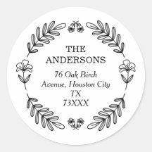 Botanical Wreath Return Address Sticker