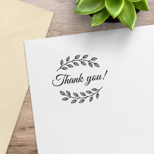 Botanical Wreath Top Bottom Thank You 1x1 Rubber Stamp