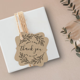 Botanical Wreath Wedding Thank You Favour Tags