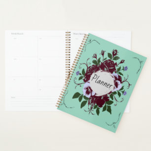 Botanical Yearly Planner - Rose and Pansy Bouquet