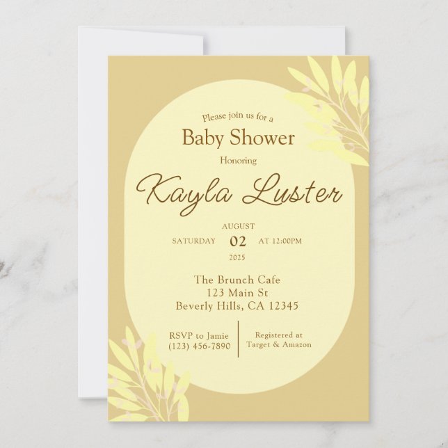 Botanical Yellow Baby Shower Invitation (Front)