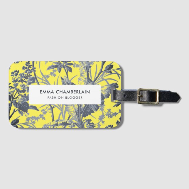 Botanical Yellow Chinoiserie Custom Luggage Tag (Front Horizontal)