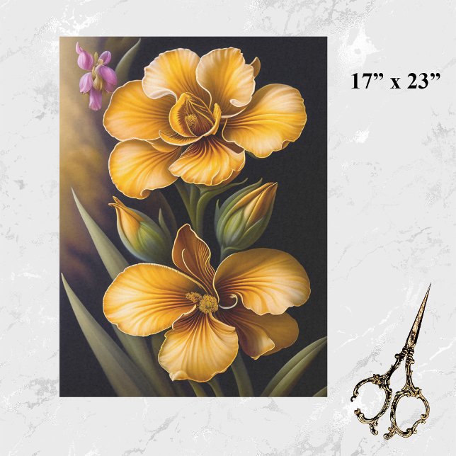 Botanical Yellow Flowers Illustration Large Tissue Paper (Creator Uploaded)