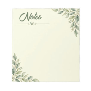 Botanical Zen Notes   Minimalist Green Notepad