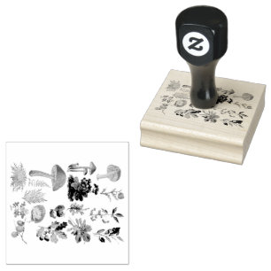 Botanicals and Vintage Mushrooms Rubber Stamp