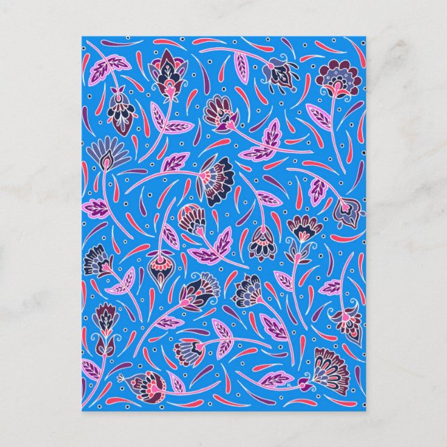 Botanicals Blue and Pink Postcard (Front)
