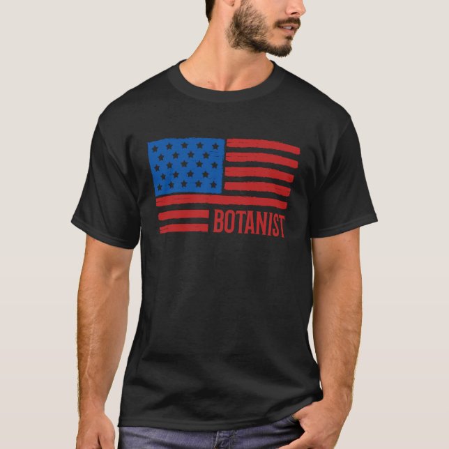 Botanist Distressed Grunge American Flag USA Patri T-Shirt (Front)