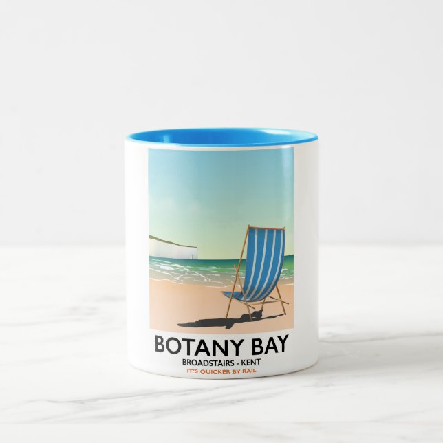 Botany Bay, Broadstairs Kent beach travel poster Two-Tone Coffee Mug (Center)