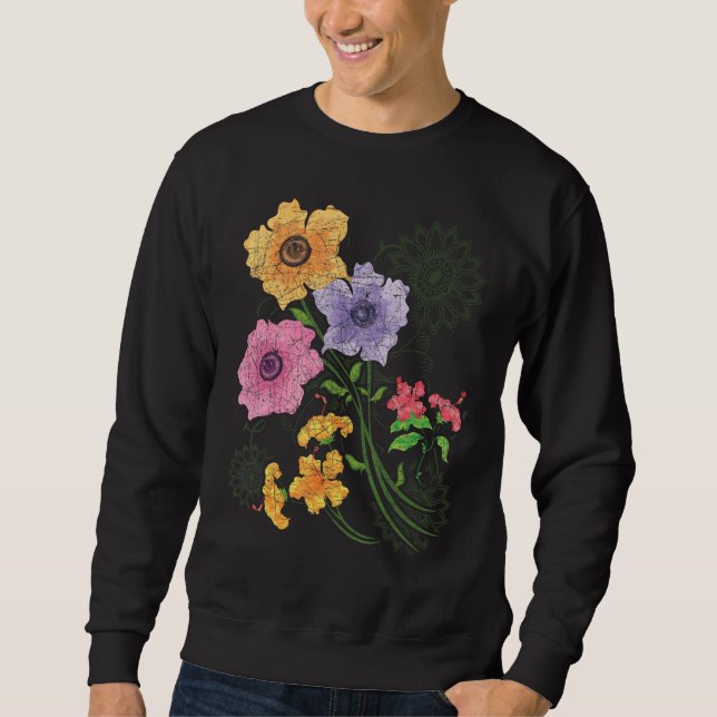 Botany Garden Flower Gardener Wildflower Blossoms  Sweatshirt (Front)