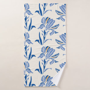 Botany Geometric Baroque Iris Flower Pattern. Seam Bath Towel