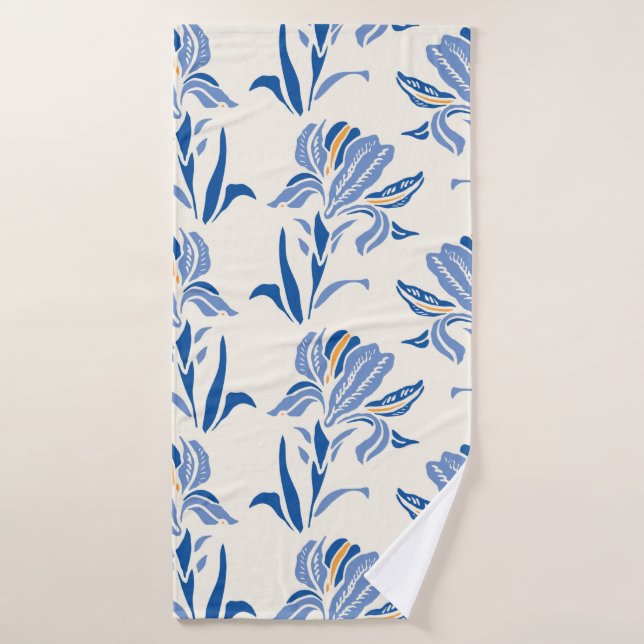Botany Geometric Baroque Iris Flower Pattern. Seam Bath Towel (Bath Towel)