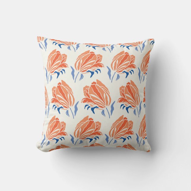 Botany Geometric Baroque Tulip Pattern. Seamless F Cushion (Front)