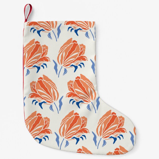 Botany Geometric Baroque Tulip Pattern. Seamless F Small Christmas Stocking (Front)