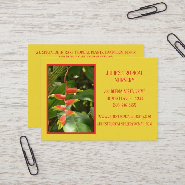 Botany Green Plant Nursery Tropical Plants  Business Card (Front/Back In Situ)