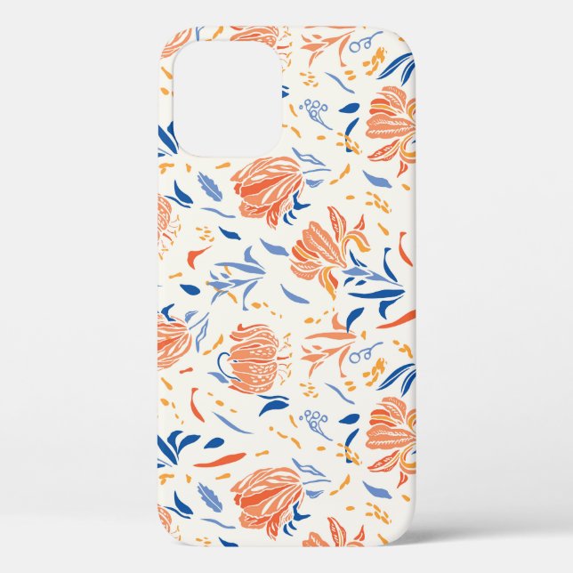 Botany linocut baroque: floral seamless background Case-Mate iPhone case (Back)