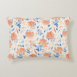 Botany linocut baroque: floral seamless background decorative cushion