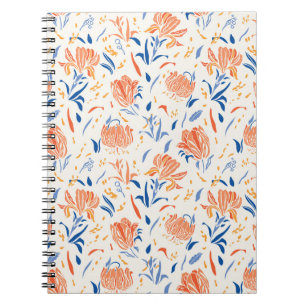 Botany linocut baroque: floral seamless background notebook