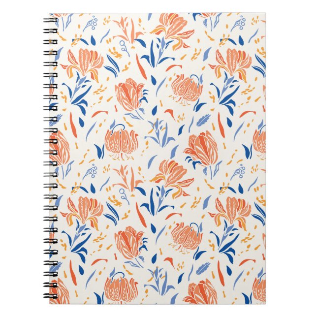Botany linocut baroque: floral seamless background notebook (Front)