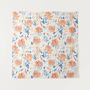 Botany linocut baroque: floral seamless background tapestry