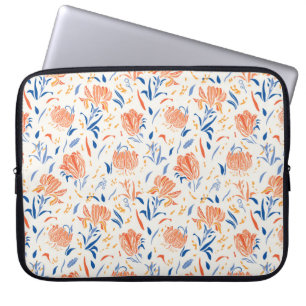 Botany Linocut Baroque Flower Pattern. Seamless Vi Laptop Sleeve