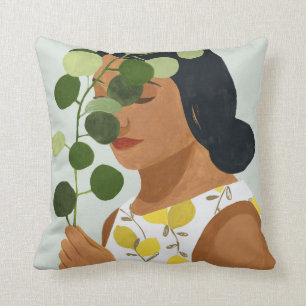 Botany Portrait - Woman with Greenery Cushion